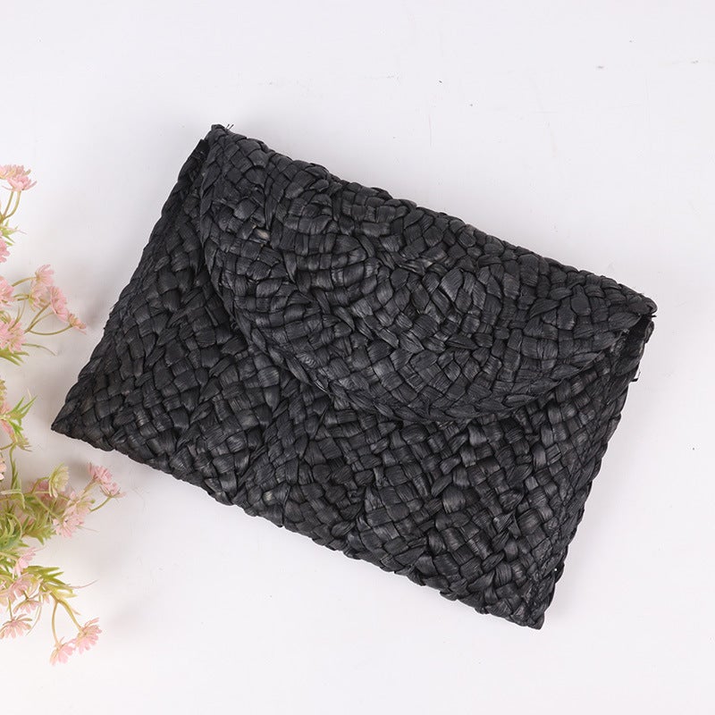 Factory Corn Leather Clutch Straw Women'S Clip Bag Casual Bag Coin Purse Hand Woven Beach Bag - Image 5
