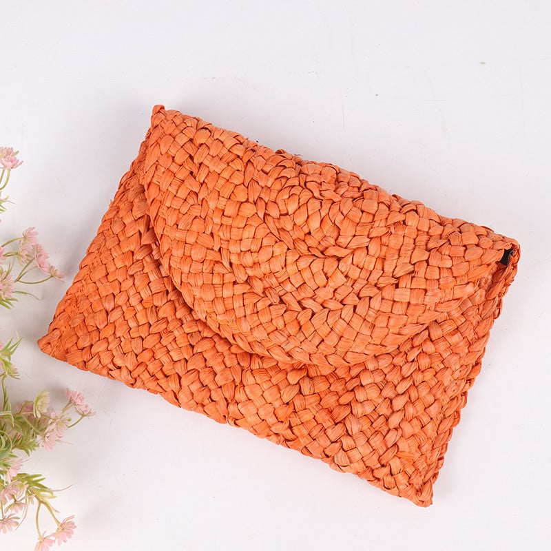 Factory Corn Leather Clutch Straw Women'S Clip Bag Casual Bag Coin Purse Hand Woven Beach Bag - Image 4