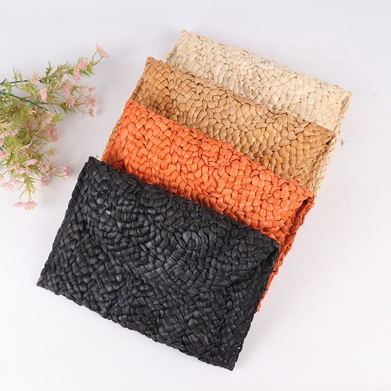 Factory Corn Leather Clutch Straw Women'S Clip Bag Casual Bag Coin Purse Hand Woven Beach Bag - Image 3