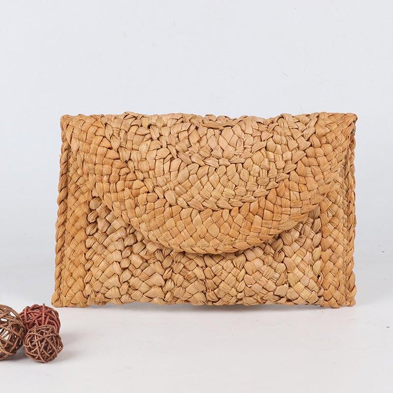 Factory Corn Leather Clutch Straw Women'S Clip Bag Casual Bag Coin Purse Hand Woven Beach Bag - Image 1