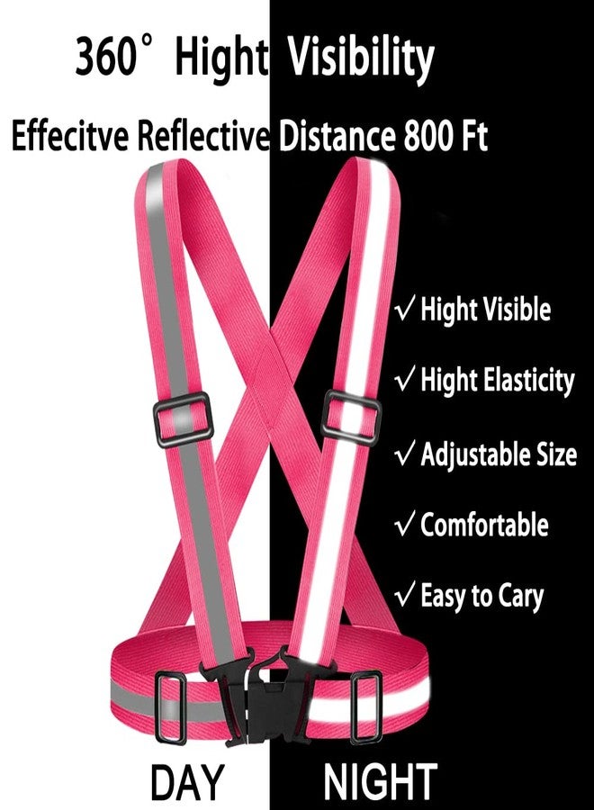 Fepdiu High Visibility Reflective Vest Safety Vest Running Reflective Gear Adjustable Reflective Vest for Walking,Jogging,Hiking,Night Cycling (Pink) - Image 2