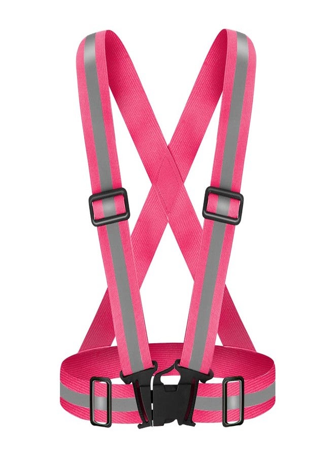 Fepdiu High Visibility Reflective Vest Safety Vest Running Reflective Gear Adjustable Reflective Vest for Walking,Jogging,Hiking,Night Cycling (Pink) - Image 1