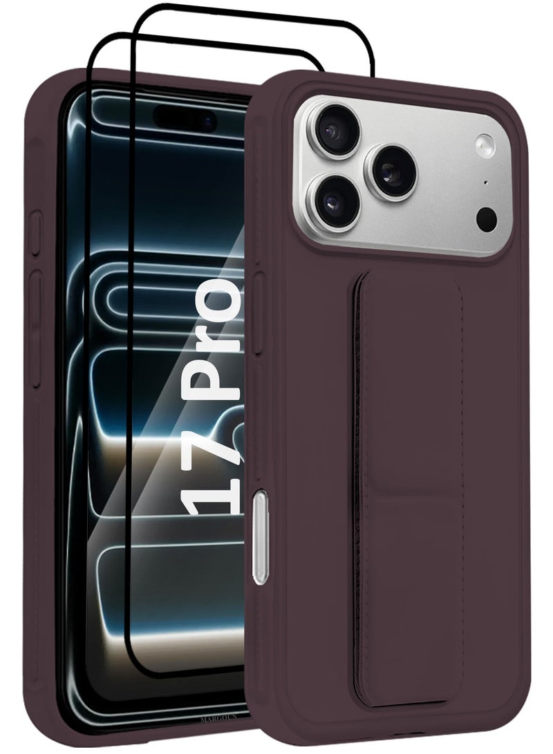 3 Packs Premium PU Leather Case for iPhone 17 Pro with Stand Function Shockproof and Anti Scratch Finger Grip with Two 3D Screen Protector - Image 2