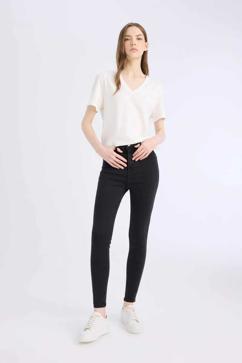 ديفاكتو Jegging High Waist Ankle Length Skinny Leg Basic Jeans