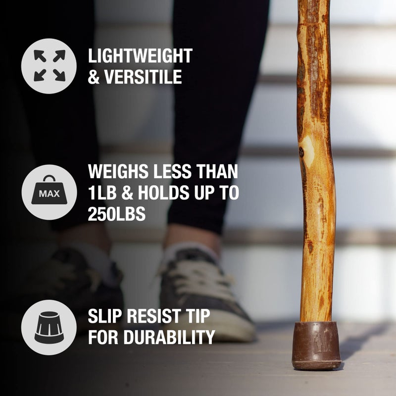 Brazos Rustic Wood Walking Cane, Hardwood, Knob Root Style Handle, for Men & Women, Made in the USA, 37" - Image 5