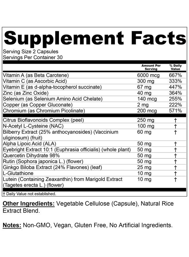 Rebuild Your Vision Ocu-Plus Formula, Eye Health Supplement for 50 Plus Adults - Lutein & Zeaxanthin, Zinc, Vitamins C, A, E, Copper Gluconate, Quercetin (60 Capsules) - Image 4