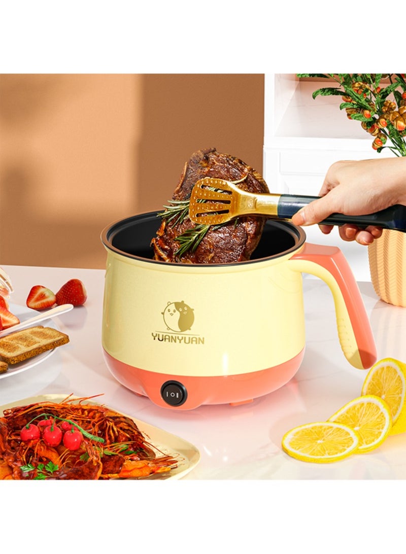 غاز طباخ كهربائي صغير متعدد الوظائف سعة 1.8 لتر بوعاء سيراميك داخلي قوة 300-600 واط طباخ سفر محمول مقلاة كهربائية سريع لطهي النودلز لحوم بيض حساء للاستخدام اليومي والرحلات الخارجية - Image 4