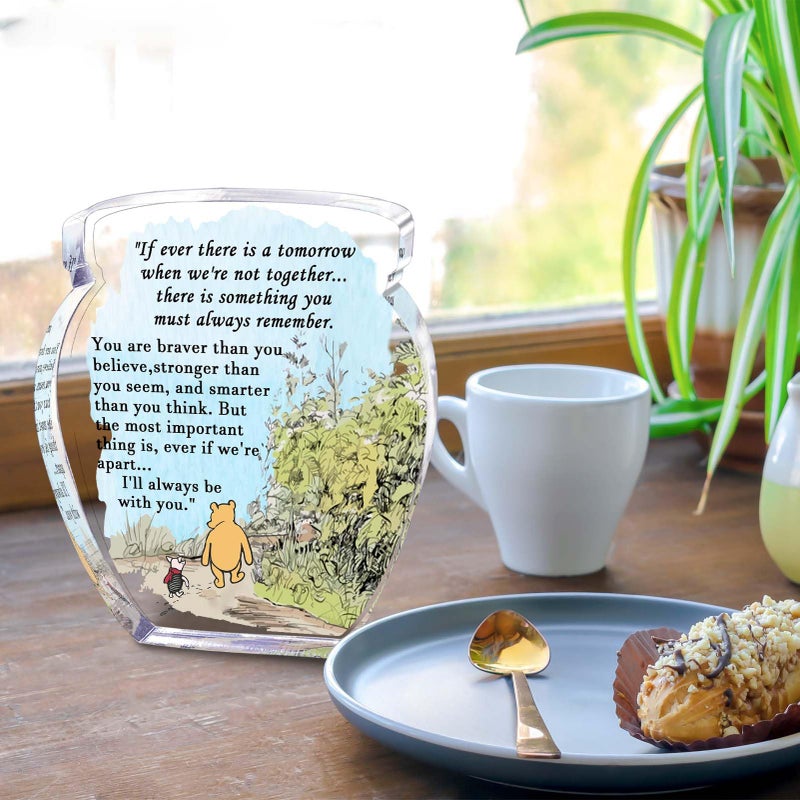 TAGDANK Hunny Pot Shape Acrylic Desk Decor Winnie Long Distance Friendship Gifts Inspirational Gifts  Pooh Quotes Desk Sign Decor  Birthday Gifts Graduation Gifts For Women Best Friend Mom Sister - 01 - Image 5