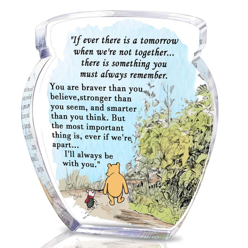 TAGDANK Hunny Pot Shape Acrylic Desk Decor Winnie Long Distance Friendship Gifts Inspirational Gifts  Pooh Quotes Desk Sign Decor  Birthday Gifts Graduation Gifts For Women Best Friend Mom Sister - 01 - Image 1
