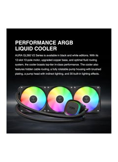 جامدياس مبرد مياه وحدة المعالجة المركزية AIO GAMDIAS 360 مم، تصميم كابل مخفي، مضخة دوارة، MB Sync ARGB & PWM، 30 تأثير إضاءة، Intel LGA 1700، AMD AM5/AM4، أسود، AURA  - Image 2