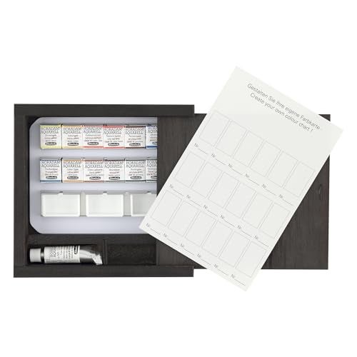 Schmincke Horadam Watercolor Set - Exclusive Limited Edition Wooden Box -12 Half Pans, 5ml Titanium White, 3 Empty Pans, Made in Germany for Professionals, Artists, Painters, Assorted - Image 3