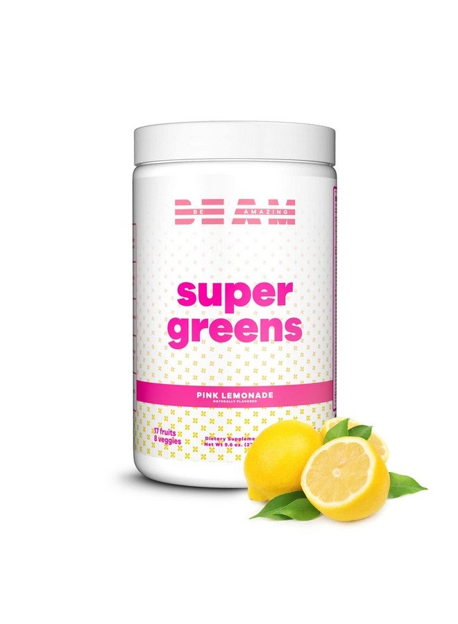 BEAM Be Amazing Super Greens Powder With Prebiotics Digestive Enzymes  Antioxidants  Energy Supplements 18 Fruits  8 Veggies  Glutenfree Juice  Smoothie Mix  Pink Lemonade 30 Servings 342 G - Image 1