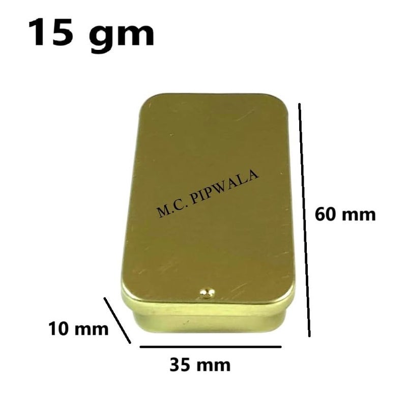 M.C. PIPWALA MC PIPWALA 15gm Mini Slide Top Rectangular Aluminium Tin Containers Empty Slide Top Tin Container Portable Tin Empty Box for DIY Lip Balm Solid Perfume 3 Golden Colour  - Image 3