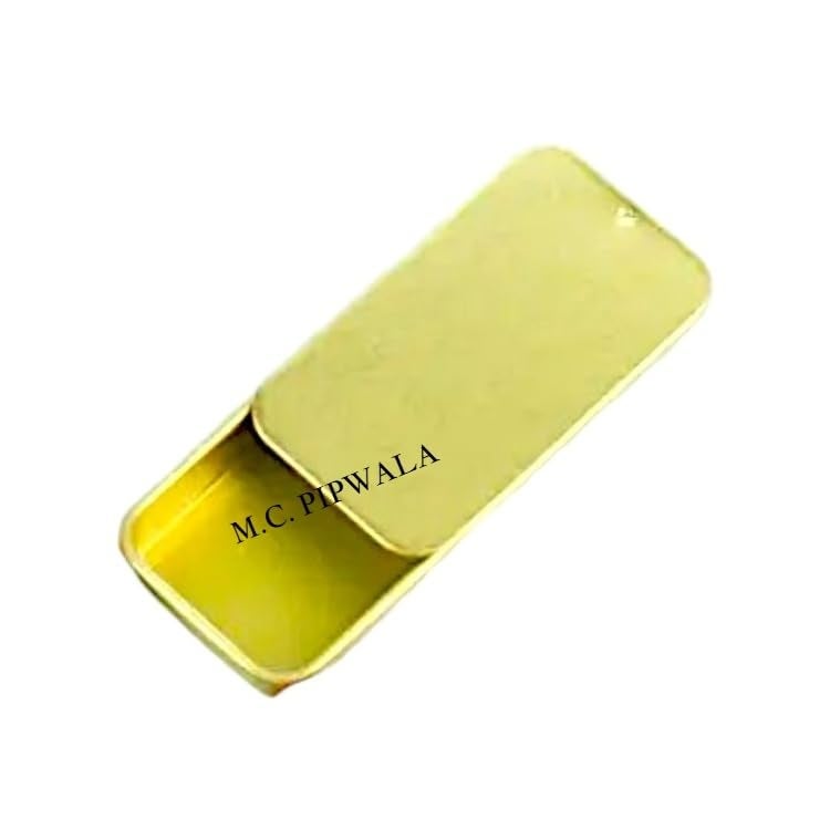 M.C. PIPWALA MC PIPWALA 15gm Mini Slide Top Rectangular Aluminium Tin Containers Empty Slide Top Tin Container Portable Tin Empty Box for DIY Lip Balm Solid Perfume 3 Golden Colour  - Image 2