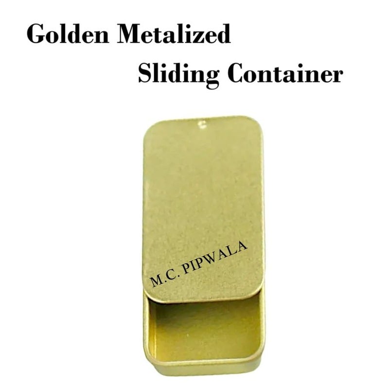 M.C. PIPWALA MC PIPWALA 15gm Mini Slide Top Rectangular Aluminium Tin Containers Empty Slide Top Tin Container Portable Tin Empty Box for DIY Lip Balm Solid Perfume 3 Golden Colour  - Image 4