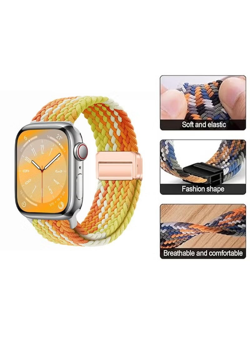 X-level Bands Compatible with Apple Watch 42mm 44mm 45mm 49mm Series 9/8/7/SE/6/5/4/3/2/1 IWatch Ultra/Ultra 2/Hermès Men Women Braided Nylon Sport Band Adjustable Elastics Magnetic Buckle Straps  - Image 4