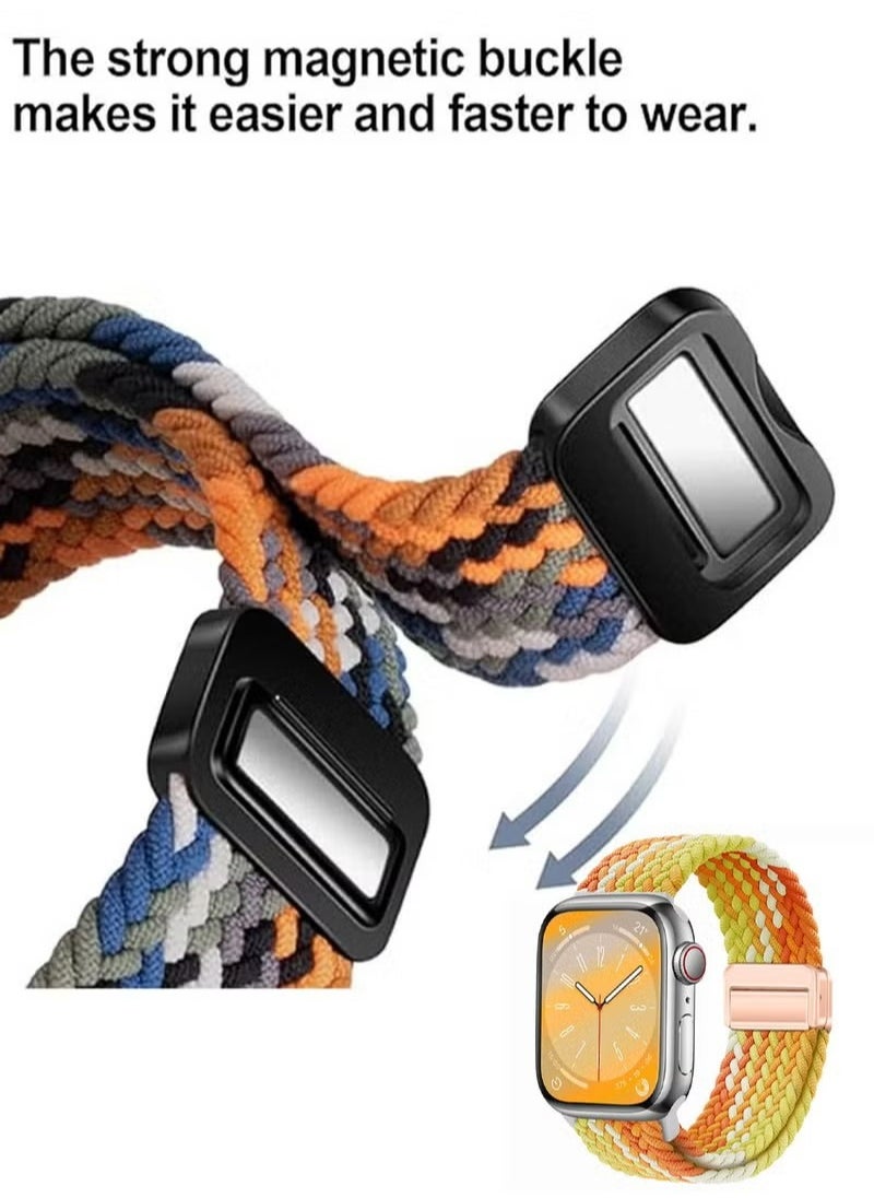 X-level Bands Compatible with Apple Watch 42mm 44mm 45mm 49mm Series 9/8/7/SE/6/5/4/3/2/1 IWatch Ultra/Ultra 2/Hermès Men Women Braided Nylon Sport Band Adjustable Elastics Magnetic Buckle Straps  - Image 5