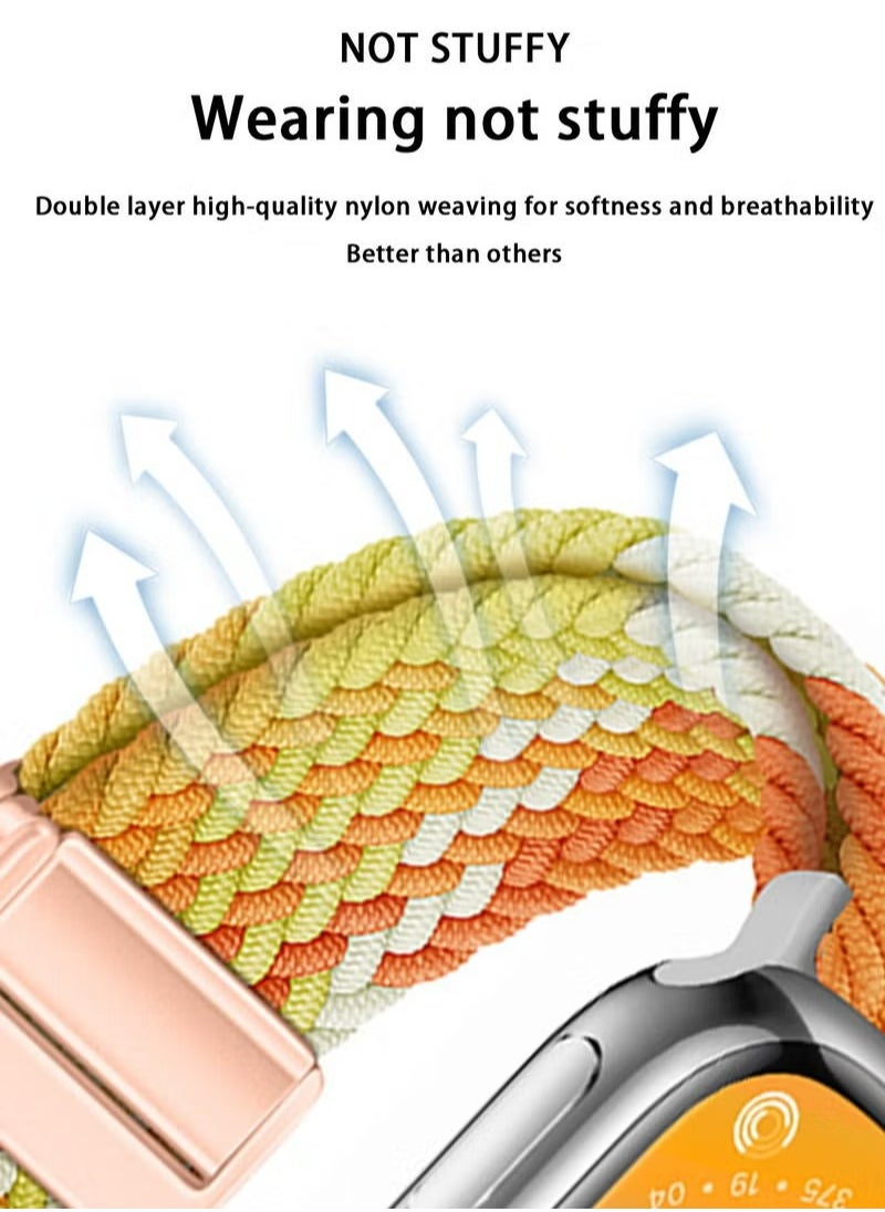X-level Bands Compatible with Apple Watch 42mm 44mm 45mm 49mm Series 9/8/7/SE/6/5/4/3/2/1 IWatch Ultra/Ultra 2/Hermès Men Women Braided Nylon Sport Band Adjustable Elastics Magnetic Buckle Straps  - Image 3