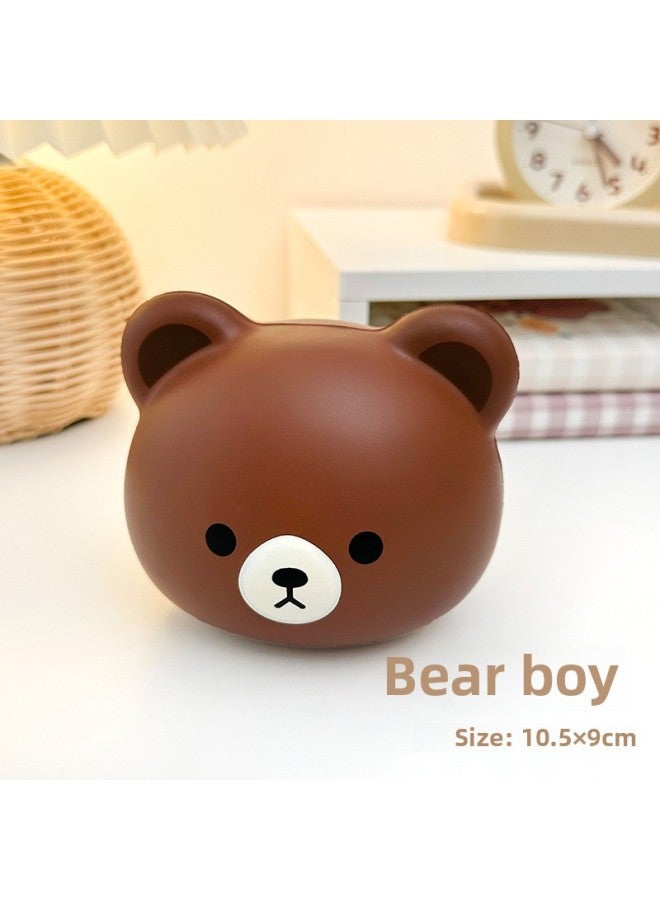 Cute Decompression Small Toy Slow Rebound Pinch Music Decompression Vent Doll Children's Office Desktop Healing Ornaments-Color:Little Bear Slow Rebound - Image 1