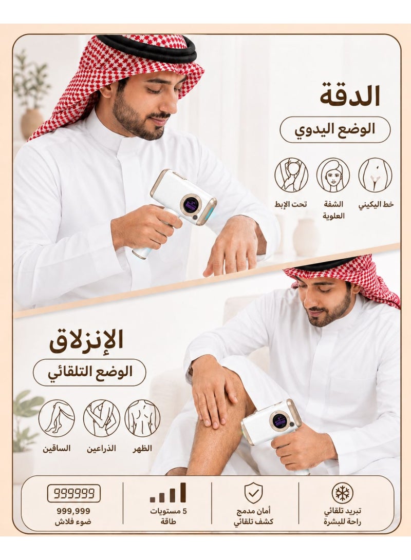 يابافا جهاز ليزر IPL لإزالة الشعر مع تبريد ثلجي، 5 مستويات طاقة، 3 رؤوس عناية قابلة للتبديل و999,999 ومضة للنساء والرجال - Image 3