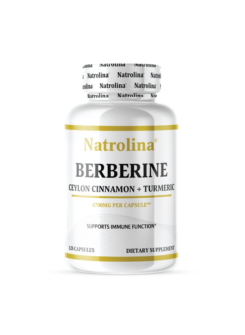 Natrolina Berberine HCL Ceylon Cinnamon + Turmeric, Supports Immune Function - 120 Capsules - Image 1