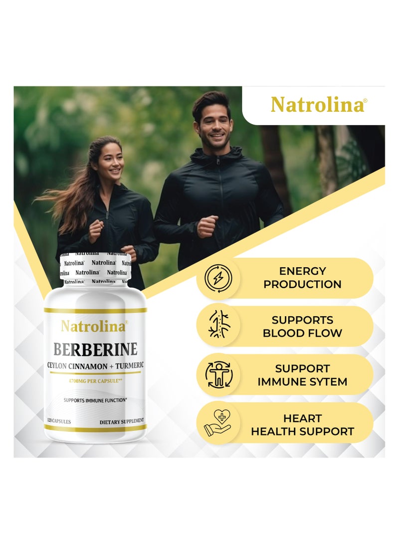 Natrolina Berberine HCL Ceylon Cinnamon + Turmeric, Supports Immune Function - 120 Capsules - Image 4