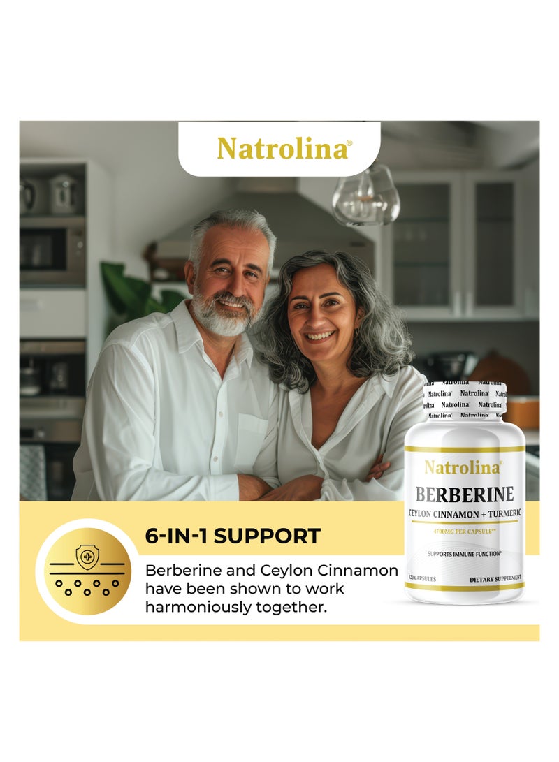 Natrolina Berberine HCL Ceylon Cinnamon + Turmeric, Supports Immune Function - 120 Capsules - Image 5