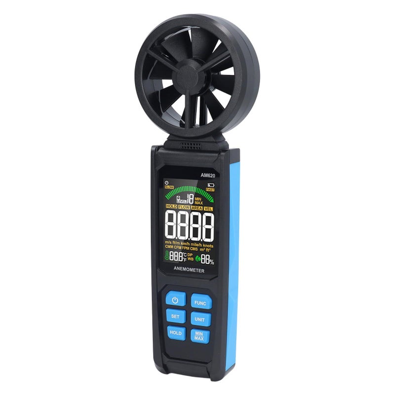 مقياس سرعة الرياح الرقمي المحمول مع إضاءة خلفية LCD ودوران 180 درجة - Image 5