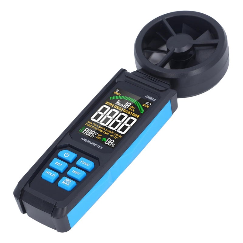مقياس سرعة الرياح الرقمي المحمول مع إضاءة خلفية LCD ودوران 180 درجة - Image 3