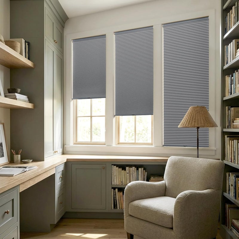 LazBlinds Cordless Cellular Shades, No Tools No Drill Blackout Honeycomb Shades Pleated Blinds for Windows, 31 1/2" W x 64" H, Dark Grey - Image 5