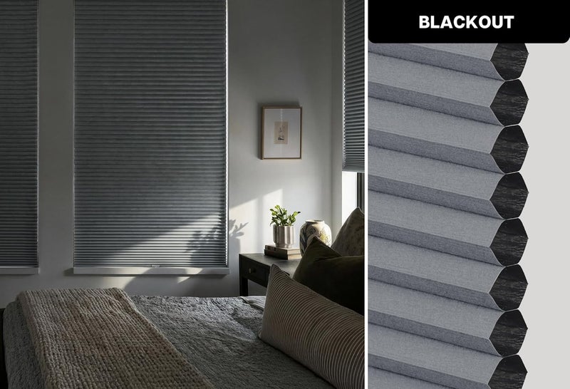 LazBlinds Cordless Cellular Shades, No Tools No Drill Blackout Honeycomb Shades Pleated Blinds for Windows, 31 1/2" W x 64" H, Dark Grey - Image 4