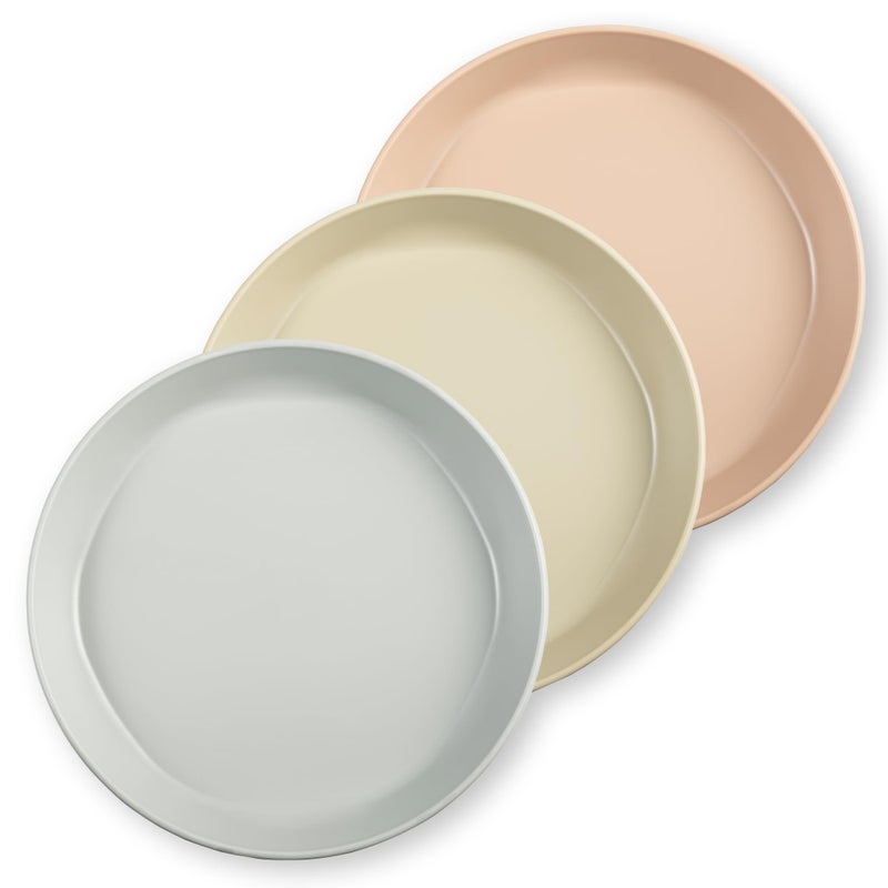 Tiny Twinkle Tableware 3 Pack Dish Set BPAFree Cups Plates and Bowls Sets for Kids and Toddlers Polypropylene Plastic Dinnerware Set Plates Grey Pistachio Tan