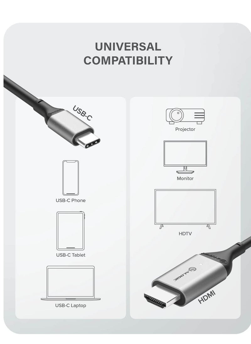 ألوجيك كابل ألوجيك USB-C إلى HDMI بطول 2 متر، رمادي فضائي  - Image 4