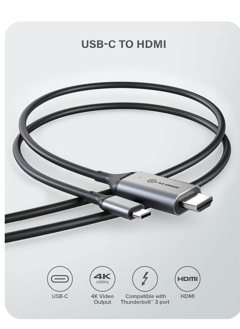 ألوجيك - كابل ألوجيك USB-C إلى HDMI بطول 2 متر، رمادي فضائي - Image 1