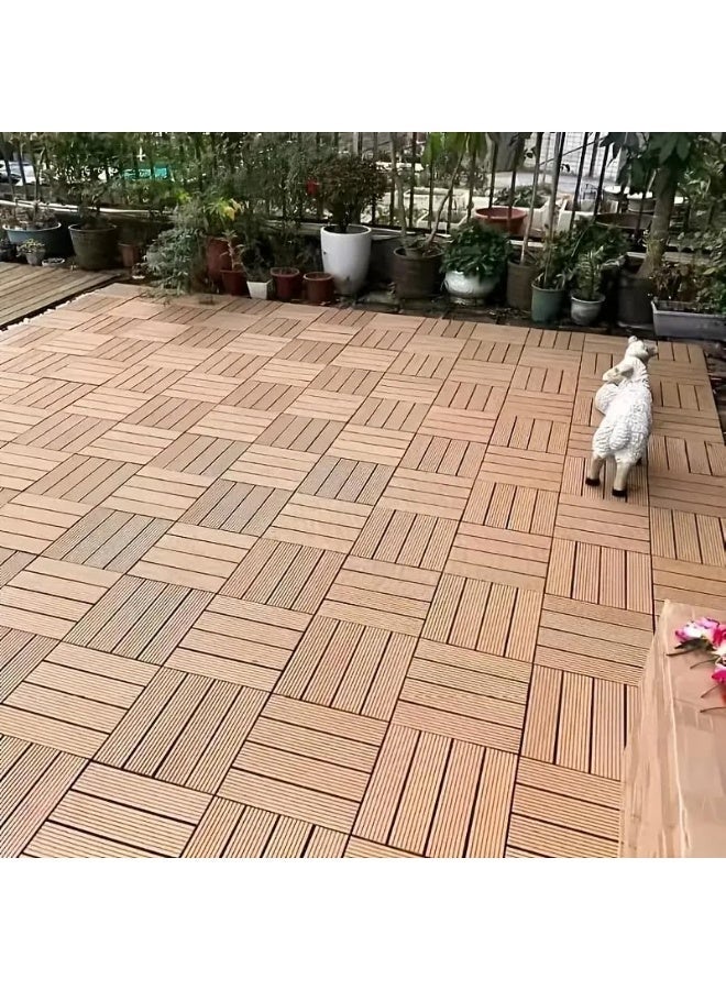Plastic Deck Tiles Waterproof Interlocking  All-Weather Patio Flooring & Balcony Pavers Easy-Snap Outdoor Decking Tiles for Porch & Garden 10pcs - Image 4