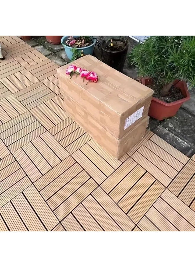 Plastic Deck Tiles Waterproof Interlocking  All-Weather Patio Flooring & Balcony Pavers Easy-Snap Outdoor Decking Tiles for Porch & Garden 10pcs - Image 3