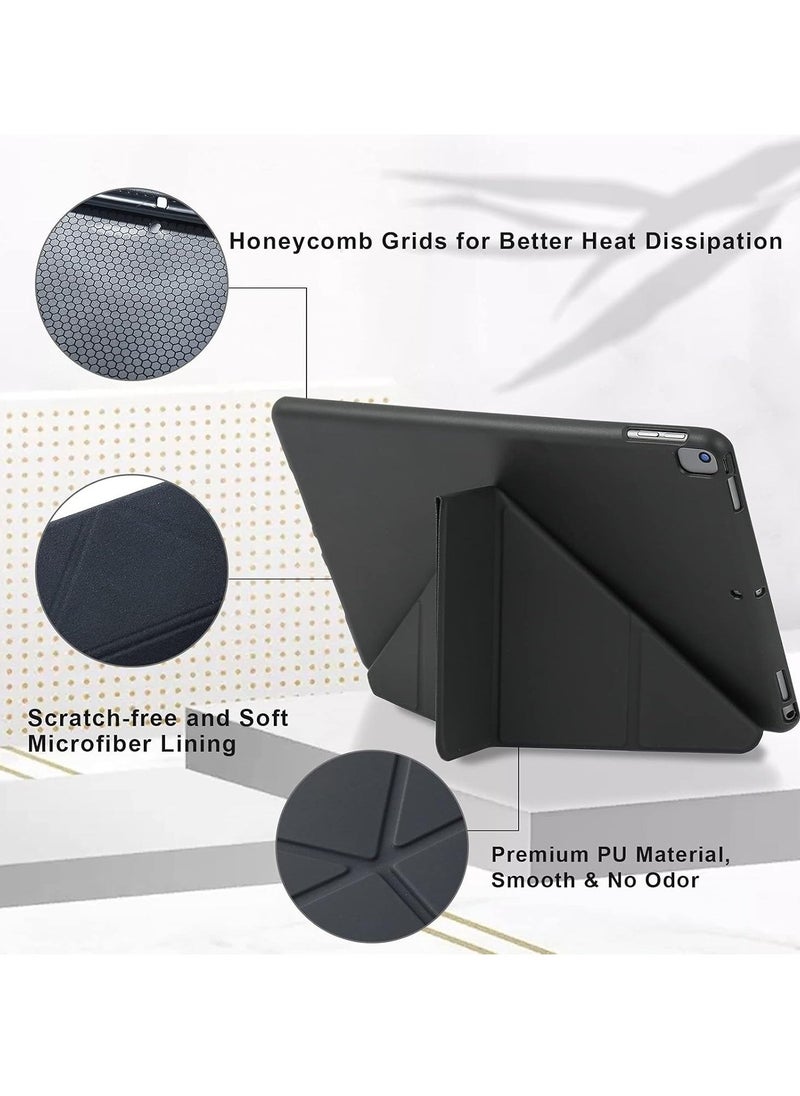 iPad 10.2 Inch Case – Compatible with iPad 9th Generation 2021, iPad 8th Generation 2020 & iPad 7th Generation 2019 – 5-in-1 Multiple Viewing Angles, Auto Wake/Sleep, Soft Back Cover, Black – Slim, Durable, and Protective Design