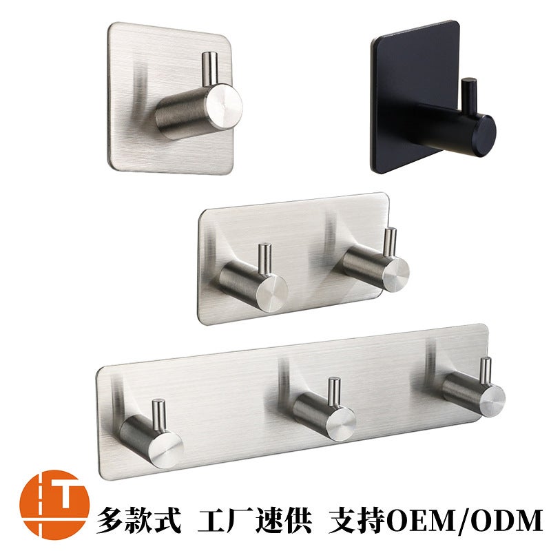 304 Stainless Steel Hooks, Strong Adhesive Hooks, Door Back Clothes Hooks, Hardware Clothes Hooks, Punch-Free Metal Coat Hooks - Image 2