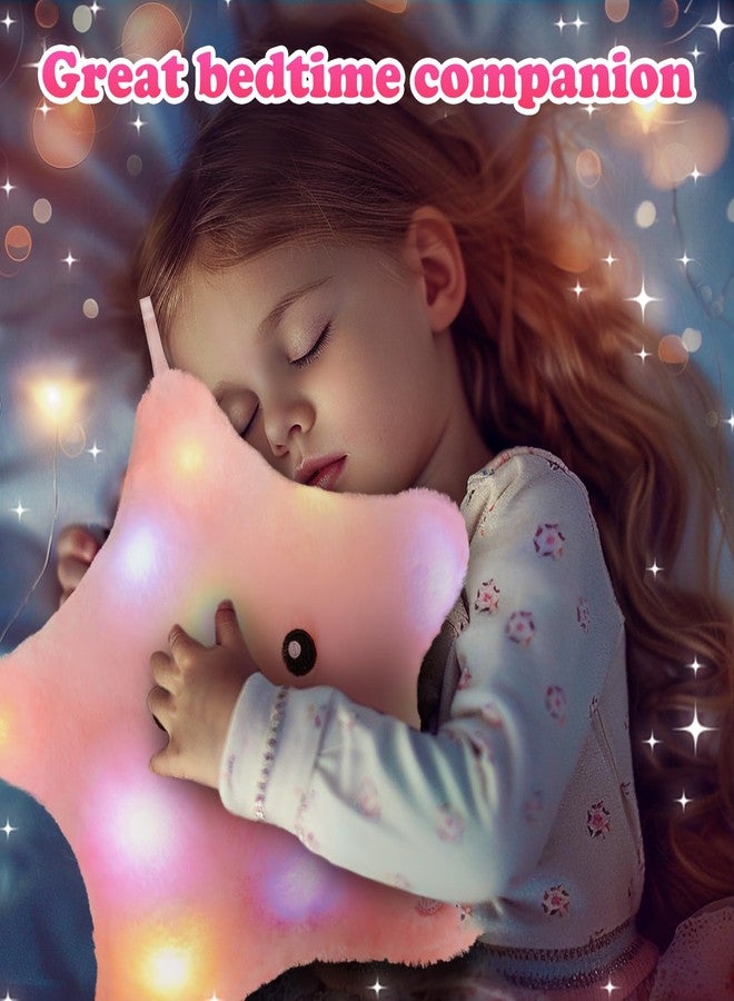 WEWILL 9'' LED Twinkle Star Soft Plush Pillow Toys Glowing Stuffed Star Light up Pillow Plush with Colorful Night Lights Birthday for Toddler Kids(Pink) - Image 3