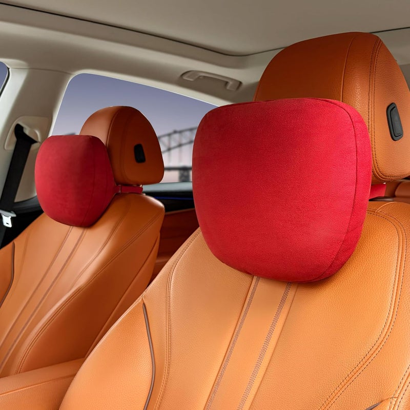 POKSRI Car Neck Pillow for Driving headrests, car headrest Pillows,Universal fit Support Travel Necks Head Rest Vehicle Front Rear Cushion Seats Lying,Multifunctional Adjustable (Bright Red) - Image 1