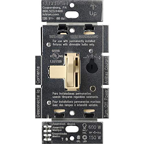 Lutron Ariadni/Toggler LED+ Dimmer Light Switch for Dimmable LED, Halogen and Incandescent Dimmer Switch, 150W, Single-Pole/3-Way, AYCL-153P-IV, Ivory - Image 1