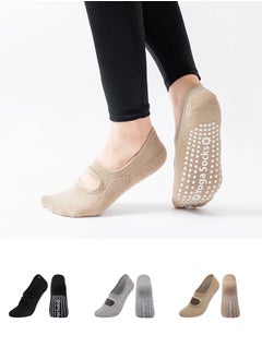 ShebSheb 3 Pairs Yoga Grip Socks Women,Anti Slip Pilates Socks  - Image 1
