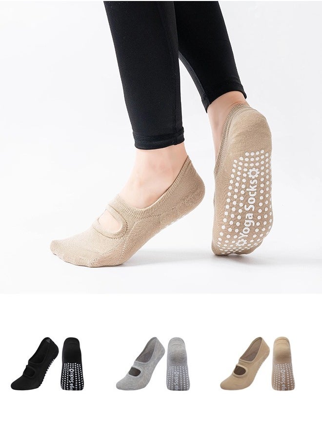 ShebSheb 3 Pairs Yoga Grip Socks Women,Anti Slip Pilates Socks  - Image 1