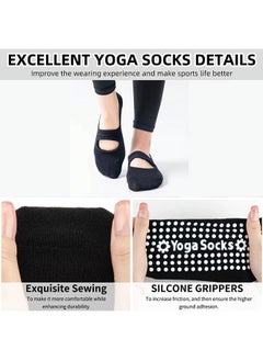 ShebSheb 3 Pairs Yoga Grip Socks Women,Anti Slip Pilates Socks  - Image 2