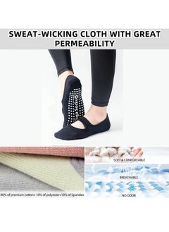 ShebSheb 3 Pairs Yoga Grip Socks Women,Anti Slip Pilates Socks  - Image 3