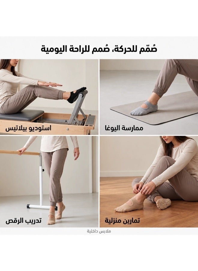 شيبشيب جوارب بقبضة للنساء، 3 أزواج من جوارب البيلاتس واليوغا المانعة للانزلاق، للباريه والرقص والتمارين المنزلية - Image 5