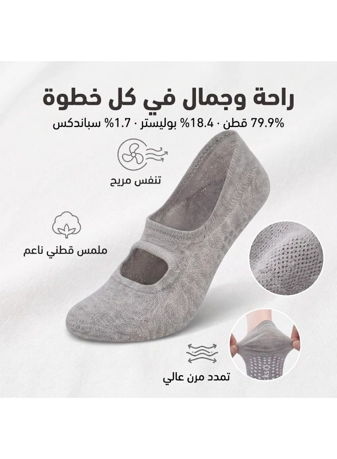 شيبشيب جوارب بقبضة للنساء، 3 أزواج من جوارب البيلاتس واليوغا المانعة للانزلاق، للباريه والرقص والتمارين المنزلية - Image 3