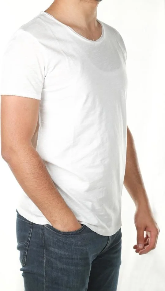 Bad Bear V-Neck T-Shirt White Men's T-Shirt 18.01.07.012-C04