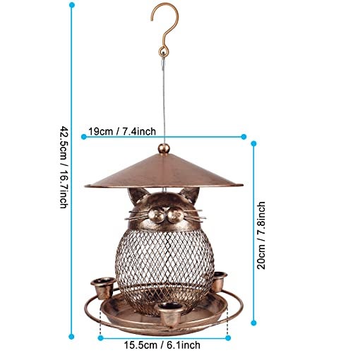 LBTING Bird Feeder for Outdoor, Squirrel Proof Metal Wild Bird Feeder Decoration for Hanging Outside Garden Yard, Cute Cat-Shaped - Image 2