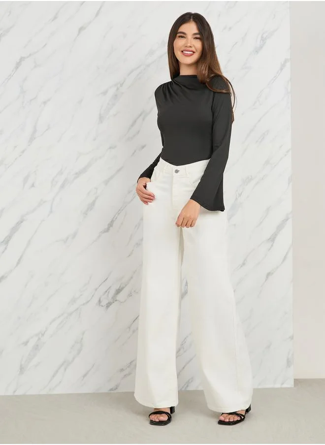 Styli High Rise Wide Leg Jeans